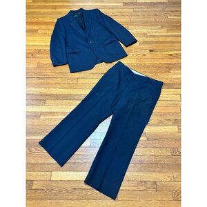 Oakton Ltd Mens Suit Sz 44R Blazer Jacket 37x28 Dress Pants Navy Blue Pinstriped